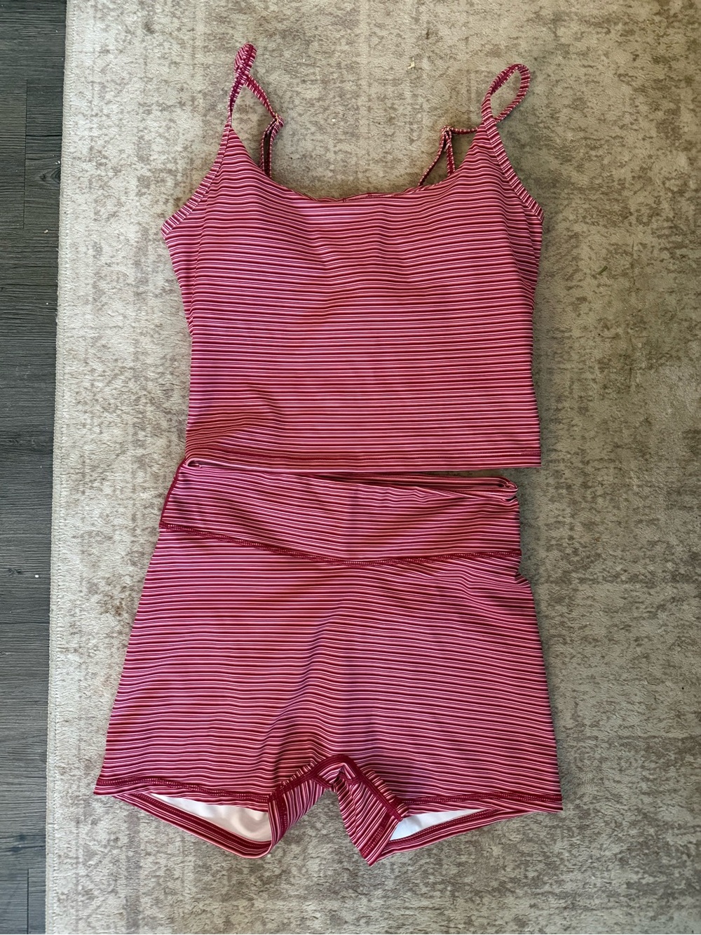 Red, pink & White Striped workout set